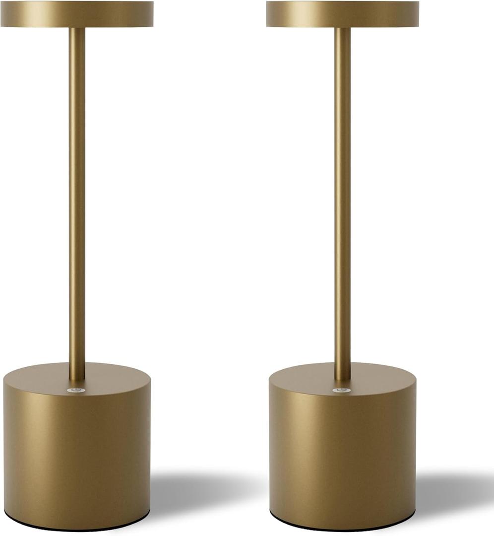 Cordless Table Lamps Set of 2, 5000mAh Rechargeable Battery Powered Lamp, 3 Color Stepless Dimming LED Table Lamp, Portable Table Light for Outdoor/Indoor/Restaurant/Home. (Titanium)