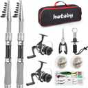 Fishing Pole Combo Set, 2PACK 6.89ft Fishing Rod and Reel Combo, Carbon Fiber Telescopic Fishing Rod Kit with Spinning Reel,Line, Lures, Fishing Pliers, Lip Gripper, Carrier Bag for Beginner Angler