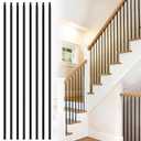 30 Pcs Iron Balusters for Staircase,1/2" x 44" Satin Black Wrought Iron Spindles,Straight Square Hollow Metal Balusters for Stairs,Deck Railing,Balcony & Porch