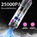 Handheld Vacuum Cordless 25000Pa Car Vacuum 3-in-1 Handheld Vacuum, Includes Smart Display and Charging Base Hand Vac Cordless Rechargeable One-Touch Empty for Home/Pet/Car (Violet)