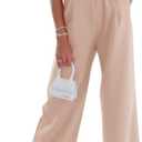 BTFBM Women Jumpsuits Crew Neck Ruffle Cap Sleeve Belted High Waist Wide Leg Romper with Pockets One Piece Casual Outfits (Beige, XXL)