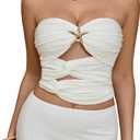 Milumia Women's Starfish Cut Out Strapless Tube Tops Summer Going Out Top (White, XS)