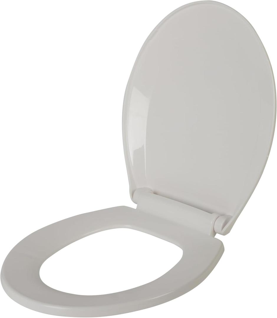 Bath Bliss Deluxe Plastic Beveled Round Toilet Seat in White