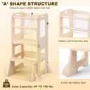 4-in-1 Toddler Kitchen Step Stool, Foldable Learning Standing Tower with Whiteboard, Wooden Kitchen Stool Helper for Kids, 1-3 Year Old Boy Girl Gifts