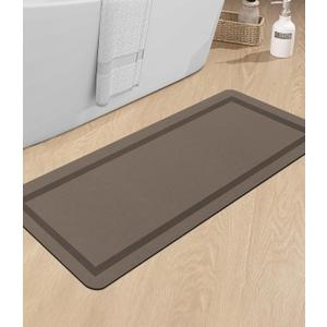 chakme Bathroom Mat Rugs Runner 47x17, Ultra Thin Magic Mat Bath Rug Non Slip Bath Rugs Quick Dry Absorbent Bath Mats for Bathroom Floor, (Brown, 47"x17")