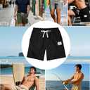 Mens Corduroy Shorts Casual 7 Inch Elastic Waist Drawstring Lightweight Summer Beach Shorts with Pockets Black, M (M)