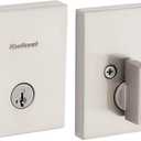 Kwikset San Clemente Deadbolt Lock, Satin Nickel Rectangle Exterior Keyed Front Entry Door, Pick Resistant SmartKey Rekey Security, Single Cylinder Dead Bolt, with Microban Protection