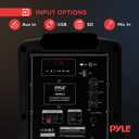 Pyle Bluetooth Karaoke PA Speaker - Indoor / Outdoor Portable Sound System with Wireless Mic, Audio Recording, Rechargeable Battery, USB / SD Reader, Stand Mount - for Party, Control - PSBT65A Black