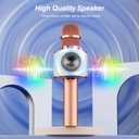 BONAOK Wireless Bluetooth Karaoke Microphone,3-in-1 Portable Handheld Karaoke Mic Speaker Machine Home Party Birthday for All Smartphones PC(Q37 Rose Gold)