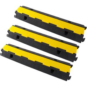 Rubber Cable Ramp Cord Cover Cable Protector Ramps Wire Hose Protective 22000Lbs Load Capacity Traffic 1 Channel Speed Bump for Asphalt Concrete Gravel Driveway, 3 Pack