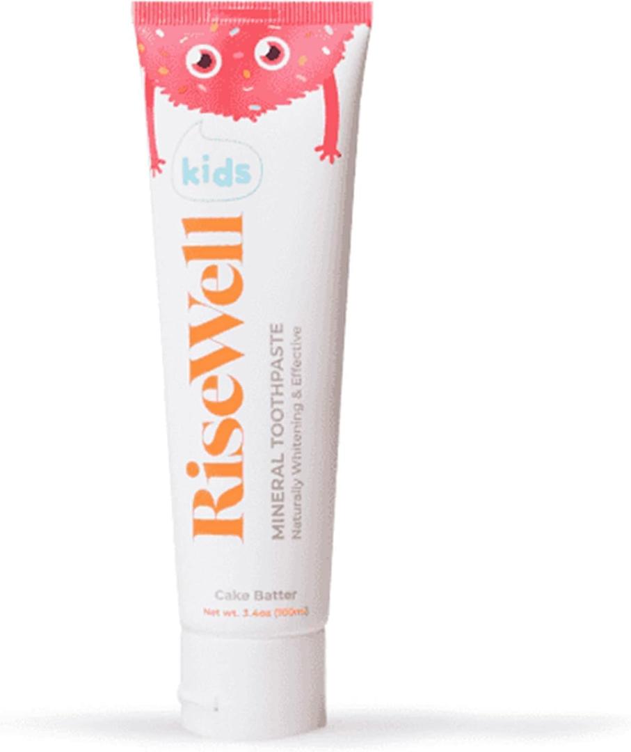 RiseWell Kids Mineral Toothpaste - Kids Hydroxyapatite Toothpaste - Made by Dentists, Safe to Swallow, No Added Fluoride and All Natural - Cake Batter Flavor, 3.4 Oz (3.4 Ounce (Pack of 1))