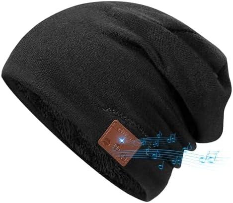 2024 Bluetooth Beanie, Wireless Beanie Headphones, Stylish Sleek Shape Bluetooth Hat, HD Stereo Sound, Built-in Mic, Tech Gifts for Men Women Friends Family Teens Boys Girls (Black)