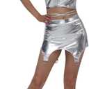 Women's Sexy Metallic Short Skirt High Waist Shiny Holographic Bodycon Night Party Mini Skirt (Medium)