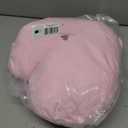 Leinuosen Set of 3 Pink Heart Throw Pillow and 18" Pillow Covers Soft Fluffy Faux Rabbit Fur Mother's Day Decorative Heart Pillows with Furry Stripe Pillowcase for Wedding Bed Couch Home Room Decor