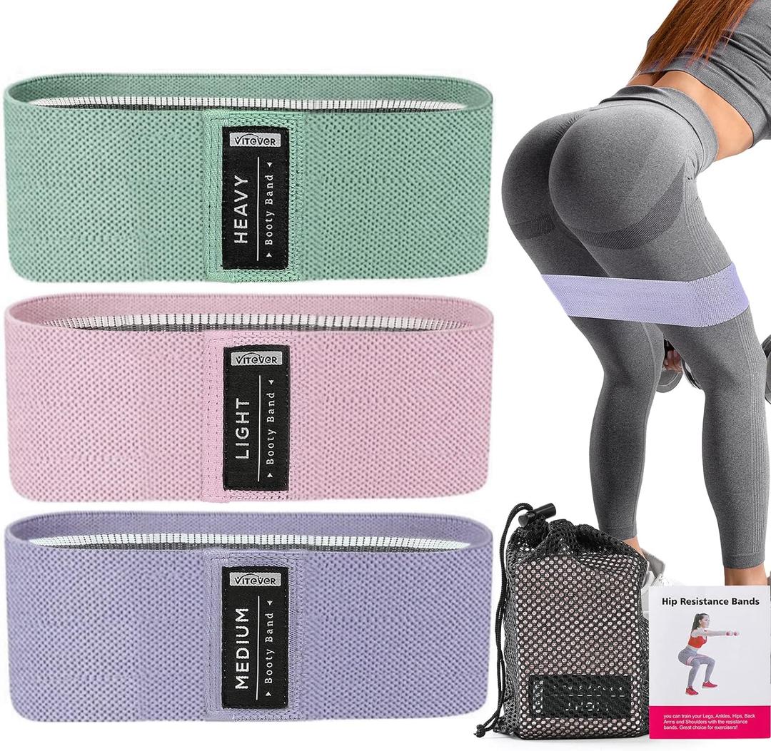 Booty Bands Set, Resistance Bands for Working Out, Exercise Bands for Women and Men Legs and Butt, Stretch Bands for Pilates, Yoga Starter Set (Light)