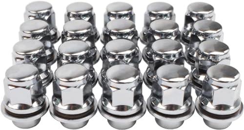 M12x1.25 Lug Nuts with Mag Flat Seat 14pcs 13/16" 21mm Hex ，1.5in Chrome Compatible with Q70 Q45 Q50 G37 I30, 350Z 370Z 200SX