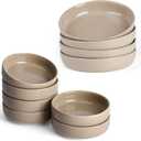 famiware Mars Pasta Bowls Set of 4 and Milkyway 4oz Dipping Bowls Set of 6, 10 Pieces Dinnerware Sets, Cinnamon Brown