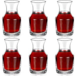Remagr 6 Pack Single Serving Wine Carafe Glass Small Mini Carafe Individual Wine Refill Decanter for Dinner Parties Tastings Bars Restaurants (6.5 oz)