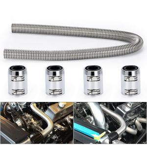 Universal 48-inch Flexible Radiator Hose Kit with 1-3/4", 1-1/2", 1-1/4" Chrome Caps Stainless Steel HTRACING (silver)