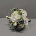 Wedding Bouquet Artificial Roses Flower Bride Bridal Bouquets Handmade Silk White Rose Flower Wedding Bridal Bouquets for Church Party Home Decoration