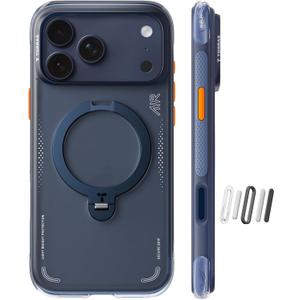 TORRAS Ostand Q3 Air for iPhone 17 Pro Max Case with 360 Magnetic Stand, Fit for MagSafe, Mil-Grade Drop Tested, Camera Control Button, Shockproof Phone Case for iPhone 17 Pro Max 6.9", Midnight Blue