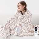 MH MYLUNE HOME Leopard Print Heated Throw Blanket, ETL & FCC Certified Electric Blanket, Washable Heated Blanket Throw, 9 Heating Levels & 10 Hours Auto-Off, Soft Heating Blanket - Khaki, 50"x60" (Kahki)