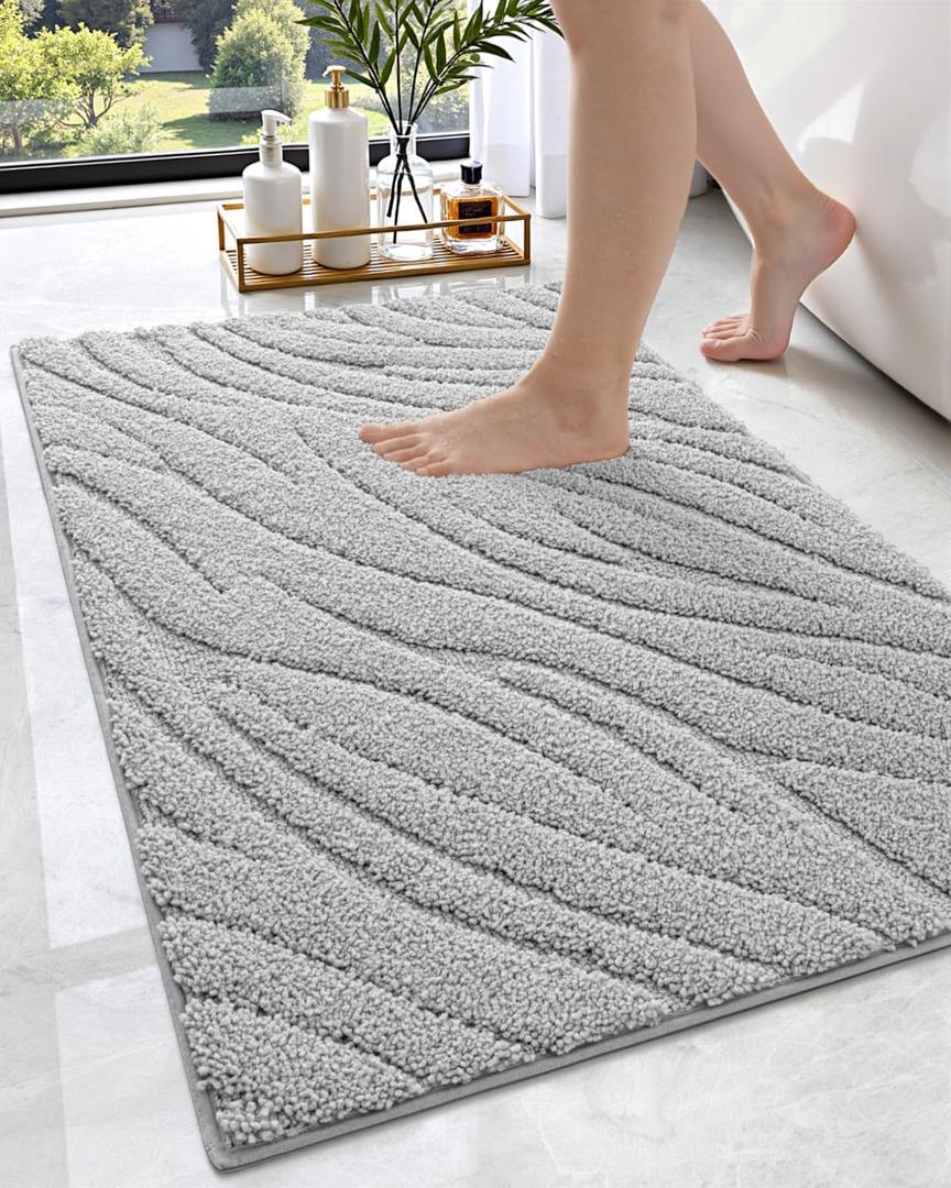 DEXI Bathroom Rugs 24x36, Extra Soft Absorbent Bath Mat, Non Slip Bathmat for Bathroom Floor, Machine Washable Rugs for Shower Floor, Light Grey DEXI Bathroom Rugs 24x36, Extra Soft Absorbent Bath Mat, Non Slip Bathmat for Bathroom Floor, Machine Washable Rugs for Shower Floor, Light Grey