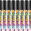 8Pcs Erasable Chalk Pen 6mm Reversible Tip Washable Chalkboard Marker for Blackboard Ceramics Window Glass Jar