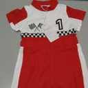 IBTOM CASTLE Baby Race Car Driver Outfit Boys Girls 1st 2nd Birthday Cake Smash Photoshoot Clothes Short Sleeve Racer Romper 9-12 Months