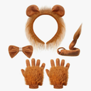 Haysandy 5 Pcs Lion Costume Set Lion Ears Headband Paw Gloves Bow Tie and Tail Brown Fancy Dress Kit Accessories for Kids Animal Themed Costume Cosplay kit Dress up Party