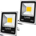 50W 12V LED Flood Light Warm White, DC 12V-60V Low Voltage Flood Lights Security Light for Garden, Wall, Super Bright Work Lights for Tree, Yard, Boat, House, IP66 Waterproof 2 Pack