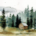 Art Framed Canvas Wall Art 14x18 Inch Cabin in the Woods, Framed Wall Art Canvas, Landscapes Artwork, Traditional Decor, Large Poster Painting for Living Room, Bedroom, Bathroom, Kitchen, Office or Business