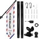 Outdoor Barber Shop Banner Sign 42x12 Double-Sided Heavy-Duty Canvas with Pole Kit & Metal Bracket Hanging Business Storefront Advertising Signage