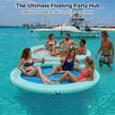 Inflatable Water Hammock with Cup Holders for Lake, River & Ocean | 8FT/10FT/12FT Heavy Duty Round Floating Island Drop-Stitch PVC Dock Platform Raft Fits Adults Family Couples Friends Beach