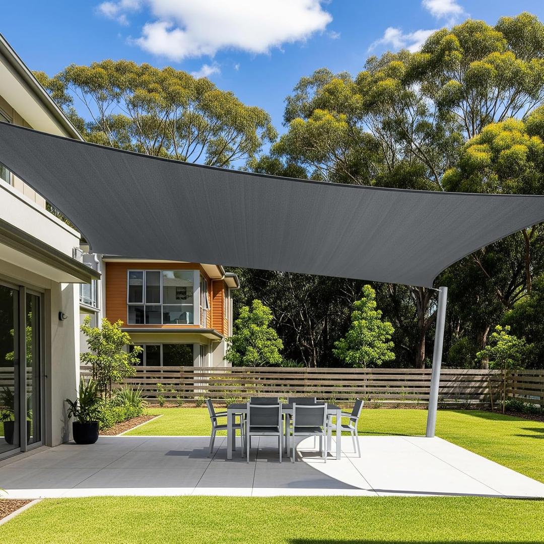 Cool Area Sun Shade Sail 12x16FT Rectangle Shade Canopy Outdoor Sunshade for Patio Backyard Garden, Dark Grey Cool Area Sun Shade Sail 12x16FT Rectangle Shade Canopy Outdoor Sunshade for Patio Backyard Garden, Dark Grey
