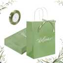 Zikoos 48 Pcs Welcome Bags for Wedding Guests Set with 1 Roll of Ribbon, 10.6 X 8.2 X 4.4 Inches Sage Green Thank You Gift Paper Bags with Handles for Wedding Favor, Hotel Guests, Party Supplies