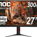 AOC CQ27G4ZH 27" Curved Gaming Monitor, QHD 2K 2560x1440, 1500R VA, 300Hz 0.3ms MPRT, HDMI x2, DP x1, Height Adjustable Stand, HDR, 3-Year Zero-Bright-dot