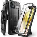 SUPCASE for iPhone 15 Case with Stand & Belt-Clip(Unicorn Beetle Pro), [Built-in Screen Protector] [Military-Grade Drop Protection] Heavy Duty Rugged Phone Case for iPhone 15 6.1 Inch 2023, Black