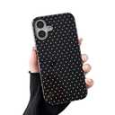 Sayoaho Compatible with iPhone 17 Case, Fashion Cute Polka Dot Pattern Aesthetic Design for Women, Soft TPU and Hard Back Shockproof Phone Case for iPhone 17 6.3 inch, Black