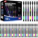 150 PCS Individually Wrapped Bulk Toothbrush Pack, Disposable Soft Bristle for Adult or Kid, Ergonomic Handle, Perfect for Travel, Hotel, Donation