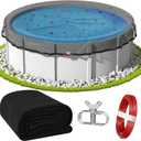 24FT Pool Leaf Net Cover Round Pool Net Cover for Above Ground Pool, Heavy Duty Pool Cover with Winch and Cable for Leaves and Debris