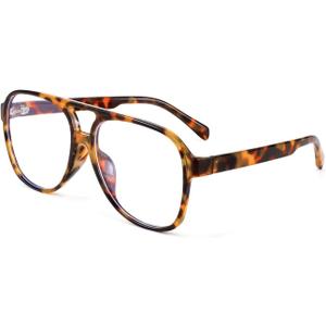 FEISEDY 70s Aviator Glasses Frame Blue Light Blocking Glasses Oversized Square Computer Glasses Women Men B2888