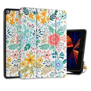 DONGKE Case Compatible with iPad 10.2 Inch 2021 2020 2019 iPad 9th/8th/7th Generation with Pencil Holder, Slim Stand Protective Case with Soft TPU Back, Auto Sleep/Wake Cover, Colorful Floral