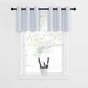 NICETOWN Greyish White Tiers Room Darkening Valances - Energy Efficient Kitchen Grommet-Top Kitchen Curtain Panels for Short Windows (2-Pack, W42 x L18 inches, Platinum-Greyish White)