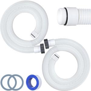 2Pack 1.5" 6 Feet EVA Pool Professional Hoses with External Male Threads for Above Ground Swimming Pools Filter Connection Hose Pool Supply for Vacuum Pump Heavy Duty Cleaner Hoses(White)