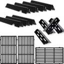 GS4 Grill Parts Cast Iron Grill Grates for Weber Genesis II E-410 S-410 E-435 S-435 Porcelain Flavorizer Bars Heat Deflector Genesis II LX E-440 S-440 for Weber 66041, 66033, 66796, 66089