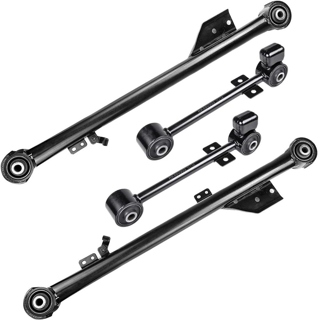 AUQDD 4Pc Suspension Kit (K660903 x2 K660904 K660905) Rear Upper Lower Control Arm Compatible With 97-03 In-finiti QX4 /97-04 Ni-ssan Pathfinder (Trailing Arm # 551201W200 55110-3W400 55110-3W710)