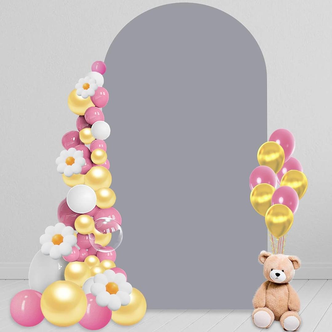 7.2 FT Arch Backdrop Cover, Wedding Light Grey Arch Covers Stretchy Backdrop Spandex Fitted for Chiara Stand Birthday Baby Shower Party Ceremony Decoration Light Grey 7.2FT