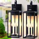 24" Extra Large Outdoor Wall Light 2 Packs, Black Exterior Lighting Fixtures Outdoor Porch Lantern Wall Mounted, Waterproof Modern Outside Wall Sconce, E12 3-Light Coach Lamp for House Patio Garage, 24''-No Sensor-2pcs