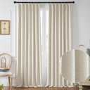 Natural Linen Sheer Curtain 95 inches Long,Pinch Pleat Back Tab Stripe Transparent Voile Window Drapes for Bedroom/Living Room, 2 Panels,40" Width,Linen